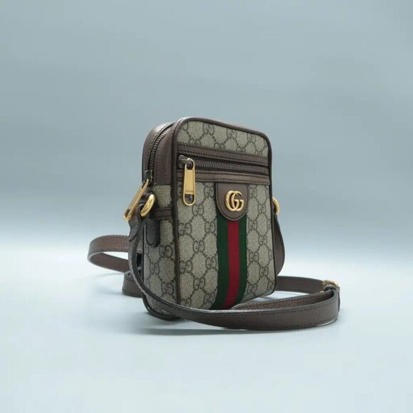 100% Authentic GUCCI  Ophidia Brown Canvas Crossbody Bag 922-12524 - Picture 3 of 12